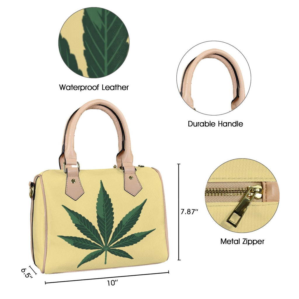 Leaf Hand Bag Buttercup — side view with handle detail