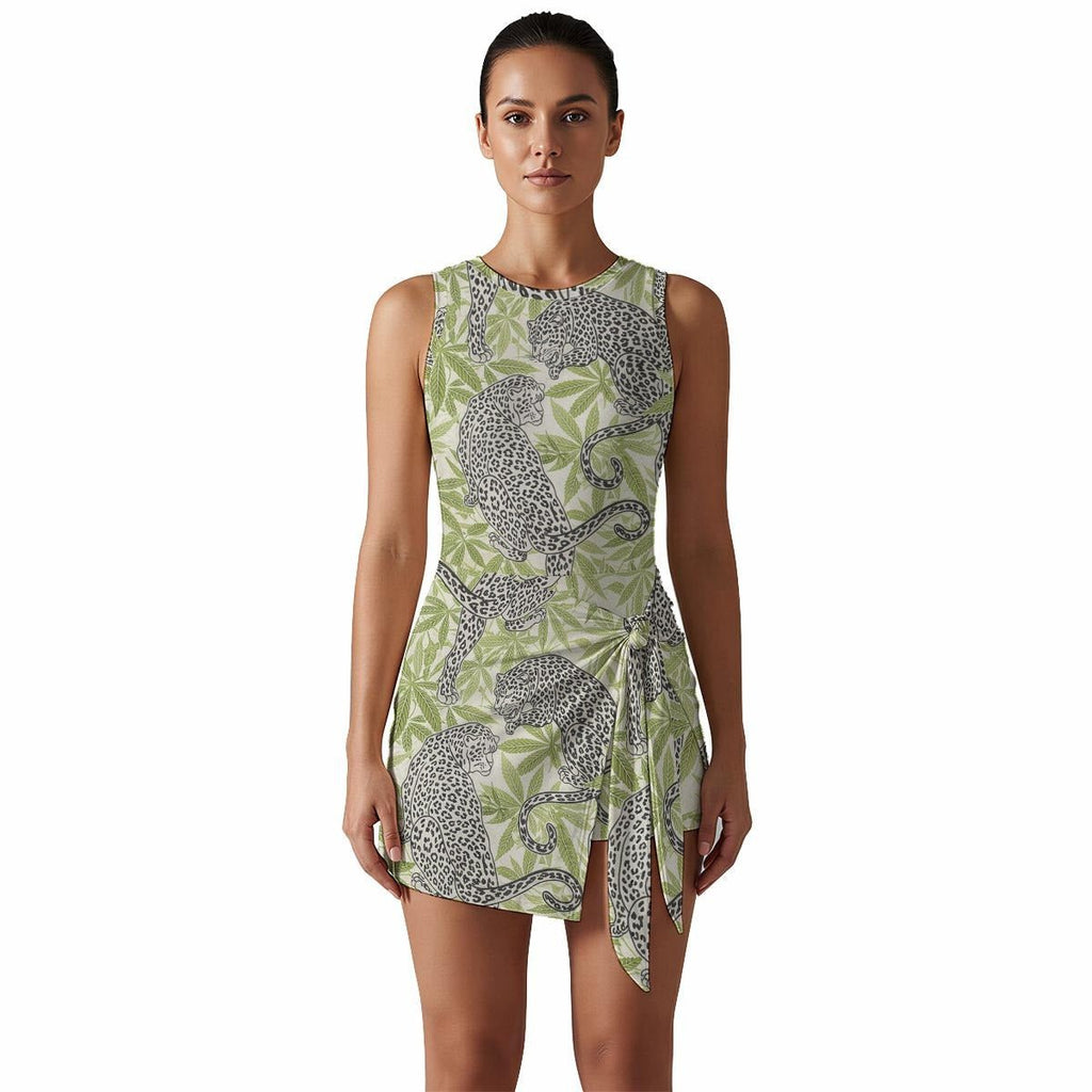 Jane Dope Leopard Bodysuit Dress — leopard print fitted bodysuit mini dress