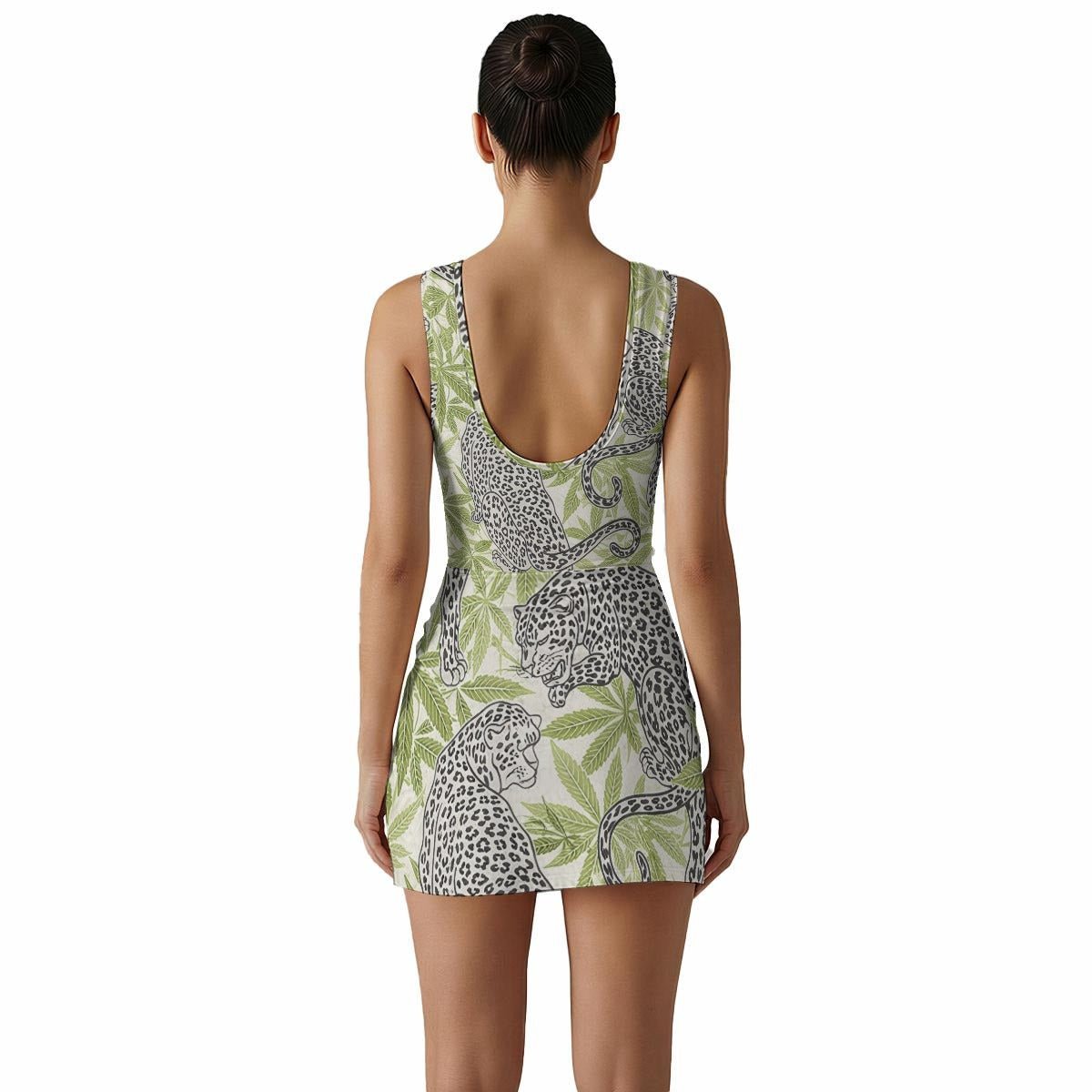 Leopard Bodysuit Dress — back view showing silhouette