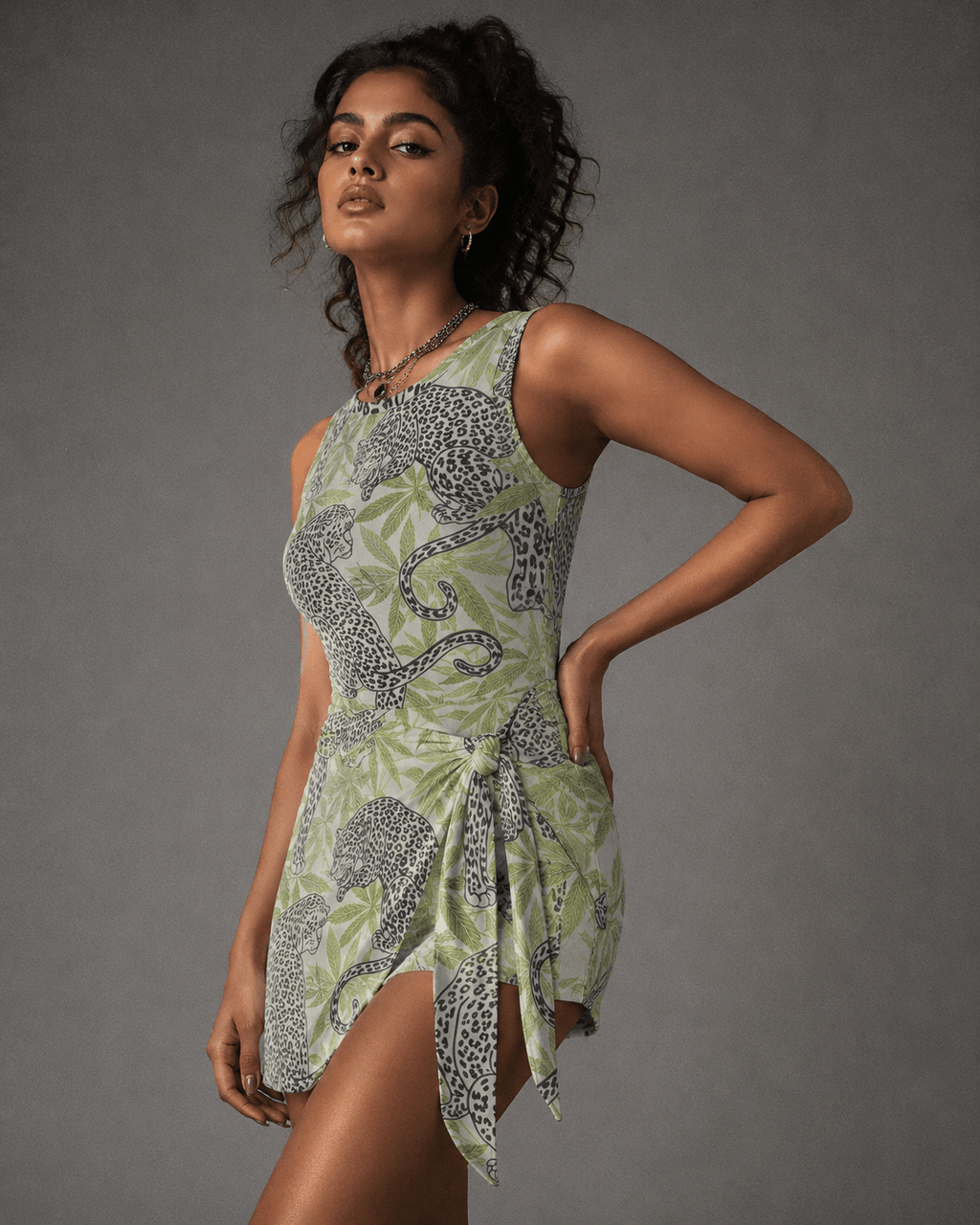 Leopard Bodysuit Dress Yoycol