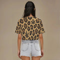 Leopard print cropped cotton t-shirt, flat lay back