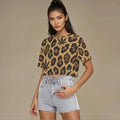 Leopard print cropped cotton t-shirt, flat lay front