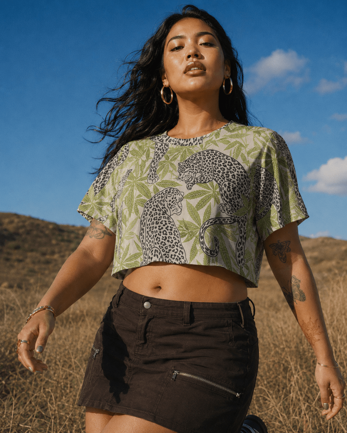 Leopard Cropped Ralgan T-Shirt Artsadd