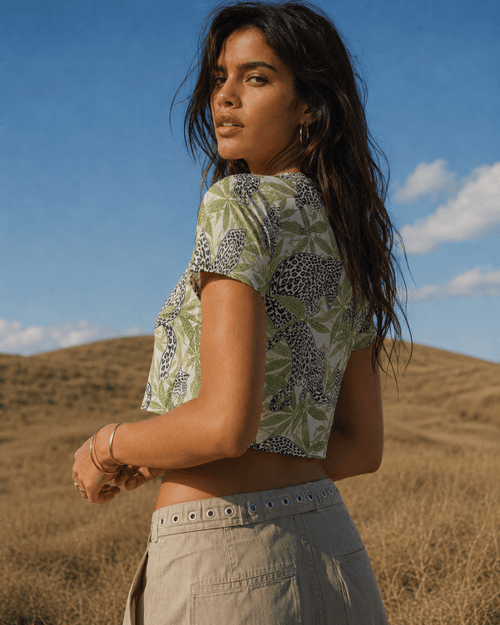 Leopard Cropped Ralgan T-Shirt Artsadd