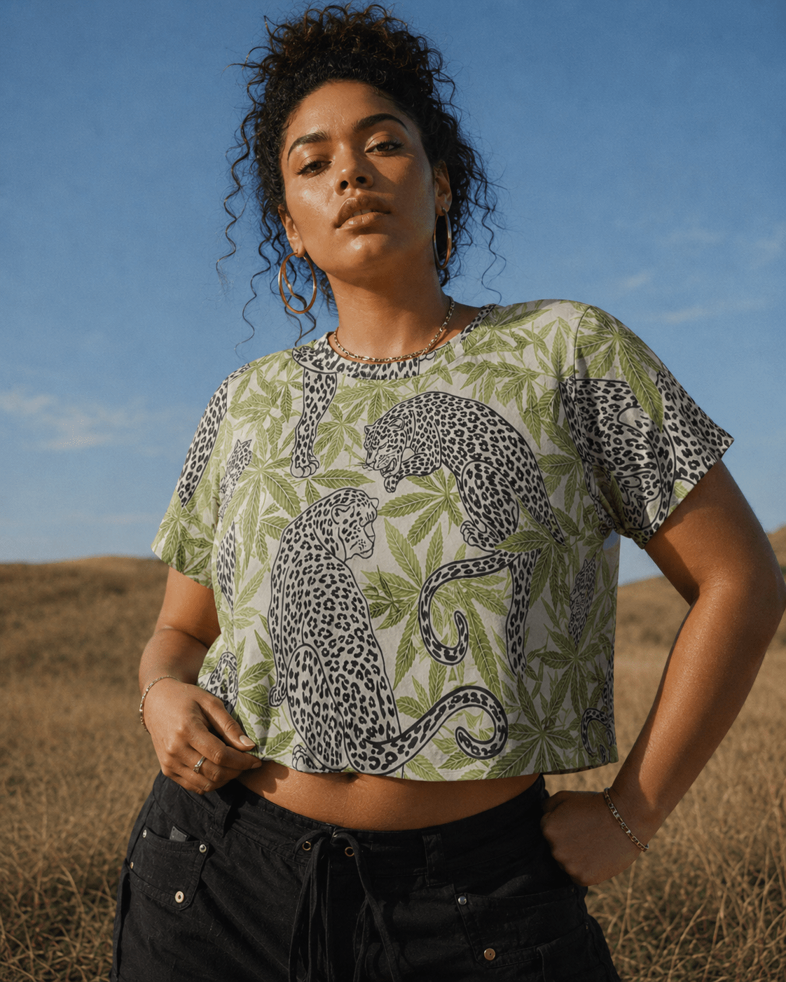 Leopard Cropped Ralgan T-Shirt Artsadd