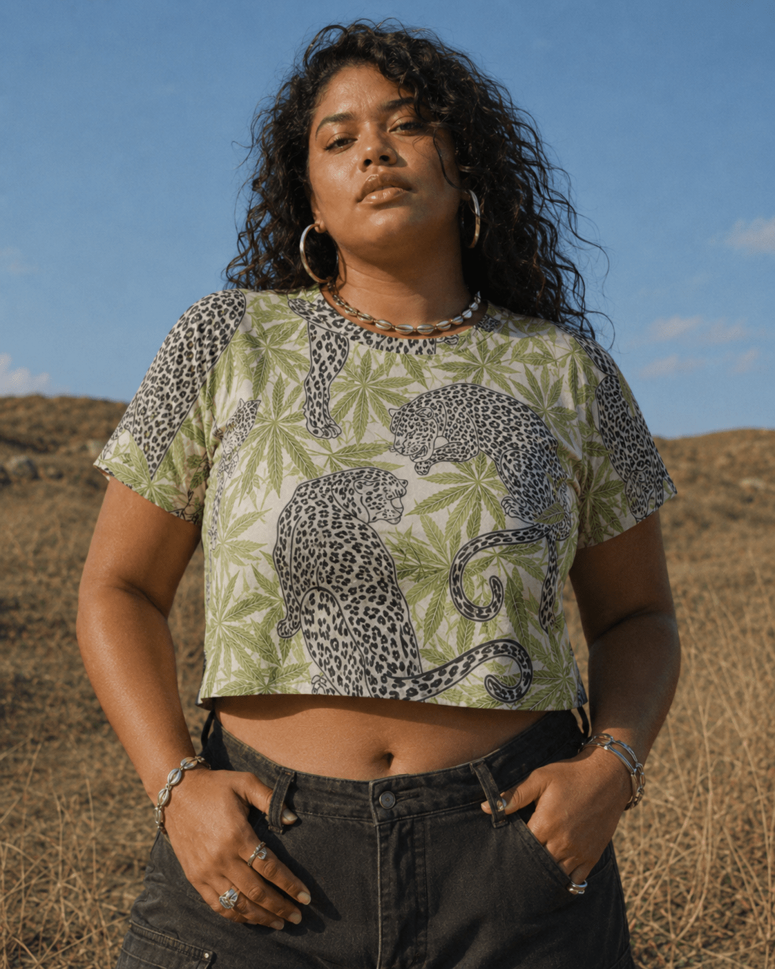 Leopard Cropped Ralgan T-Shirt Artsadd