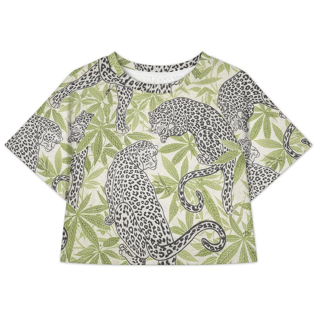Leopard Cropped Raglan T-Shirt — front flat lay