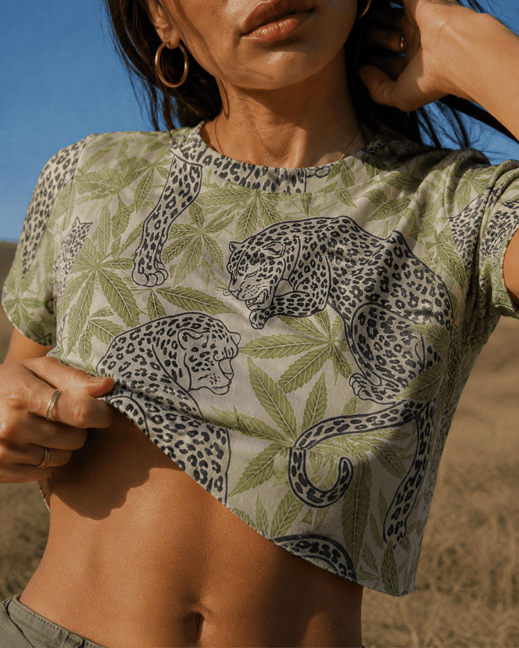Leopard Cropped Ralgan T-Shirt Artsadd