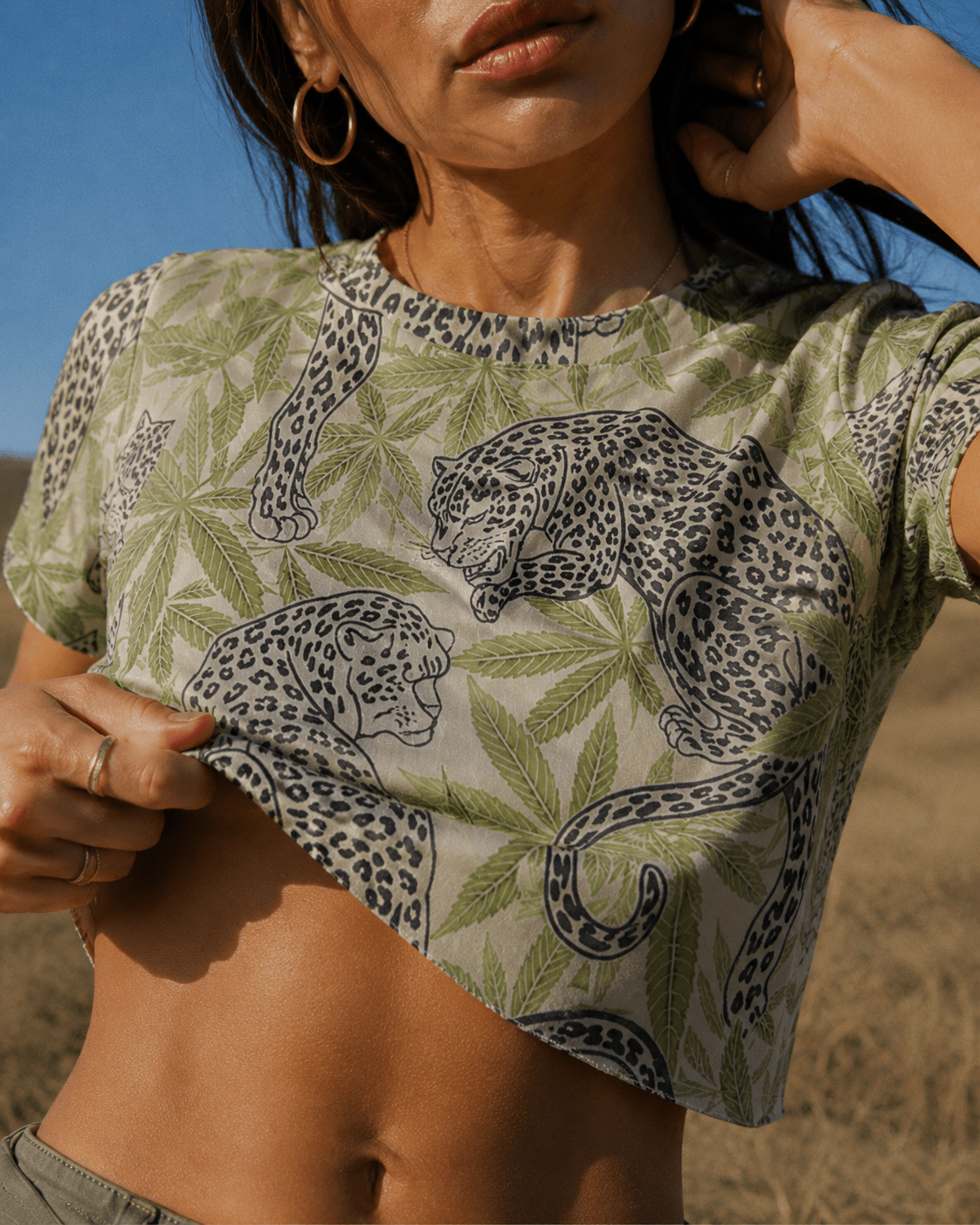Leopard Cropped Ralgan T-Shirt Artsadd
