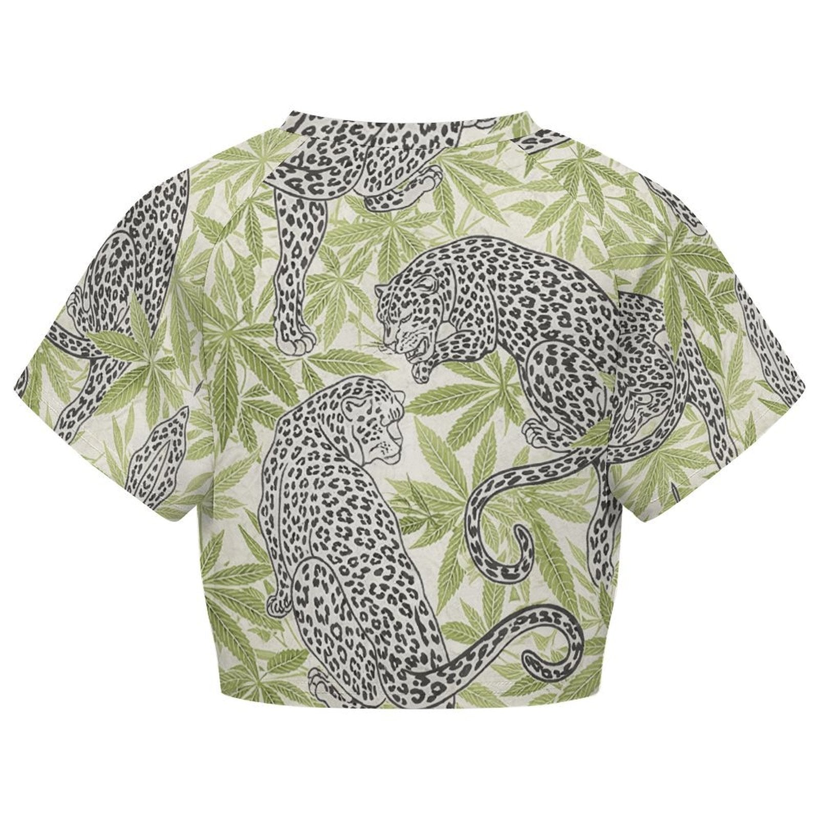 Leopard Cropped Raglan T-Shirt — sleeve detail close-up