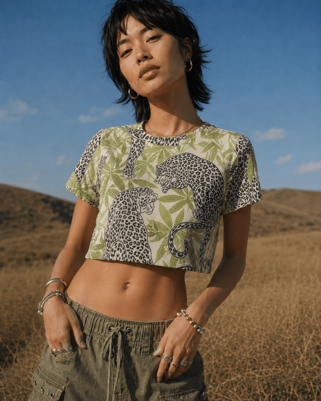 Leopard Cropped Ralgan T-Shirt Artsadd