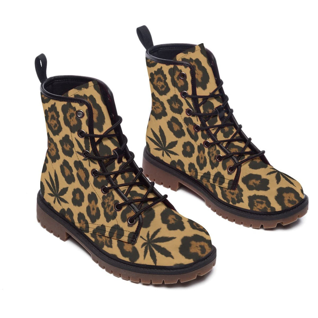 Leopard Dope Martin Vegan Boots — side profile view