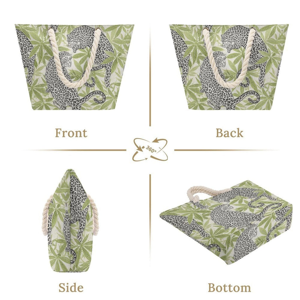 Leopard Hemp Rope Tote — interior view