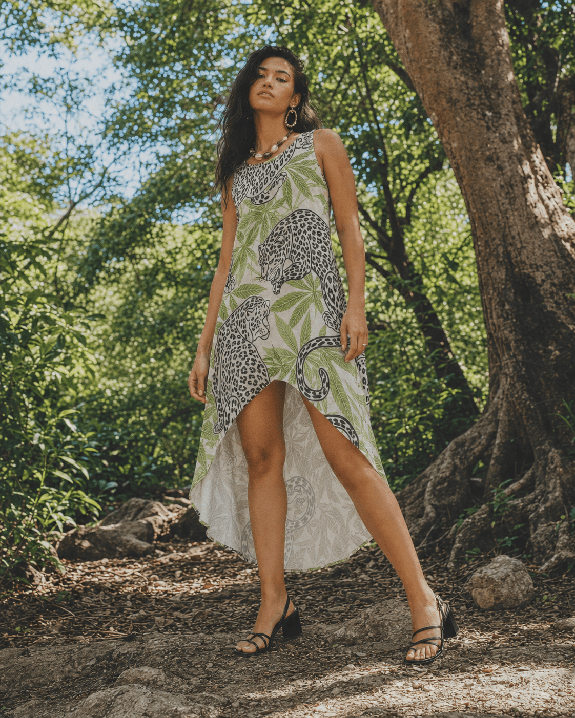 Leopard High-Low Hem Dress Artsadd