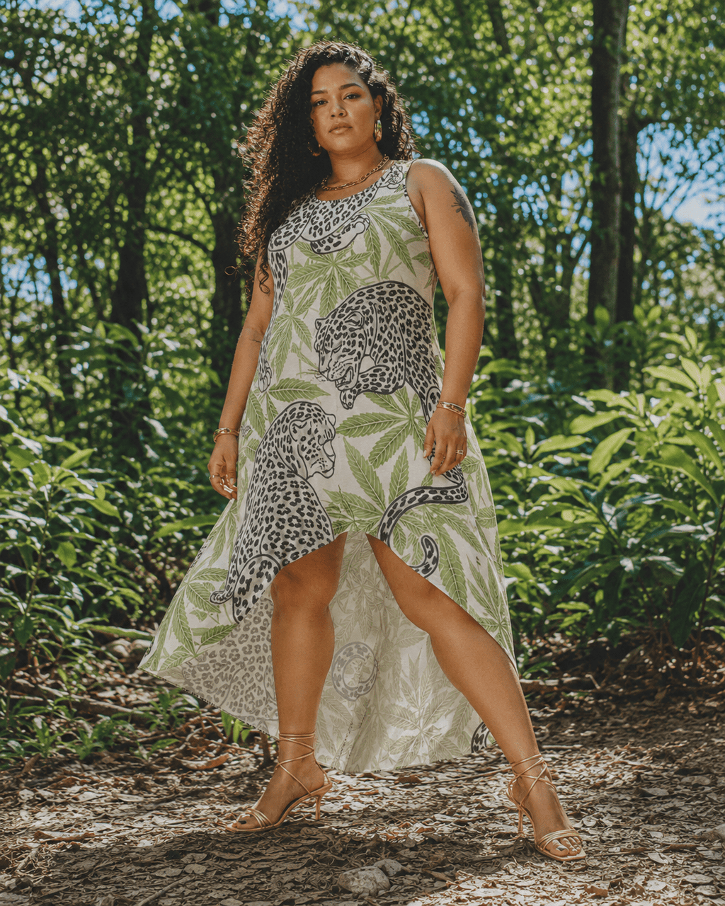 Leopard High-Low Hem Dress Artsadd