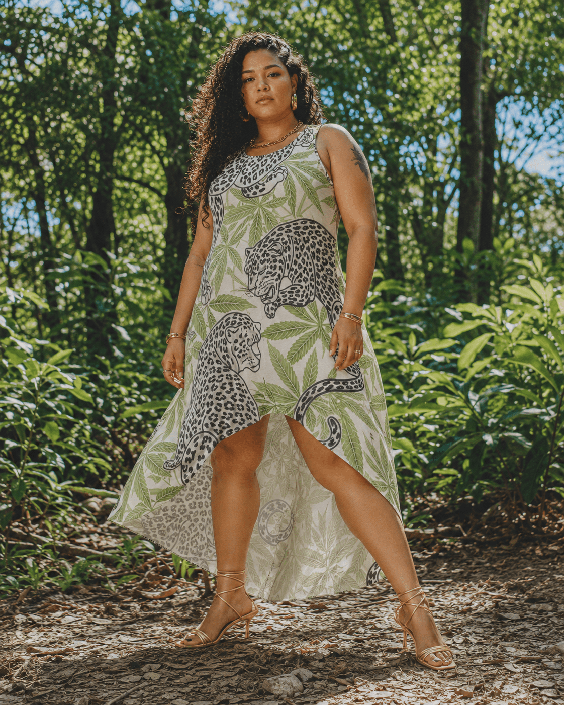 Leopard High-Low Hem Dress Artsadd