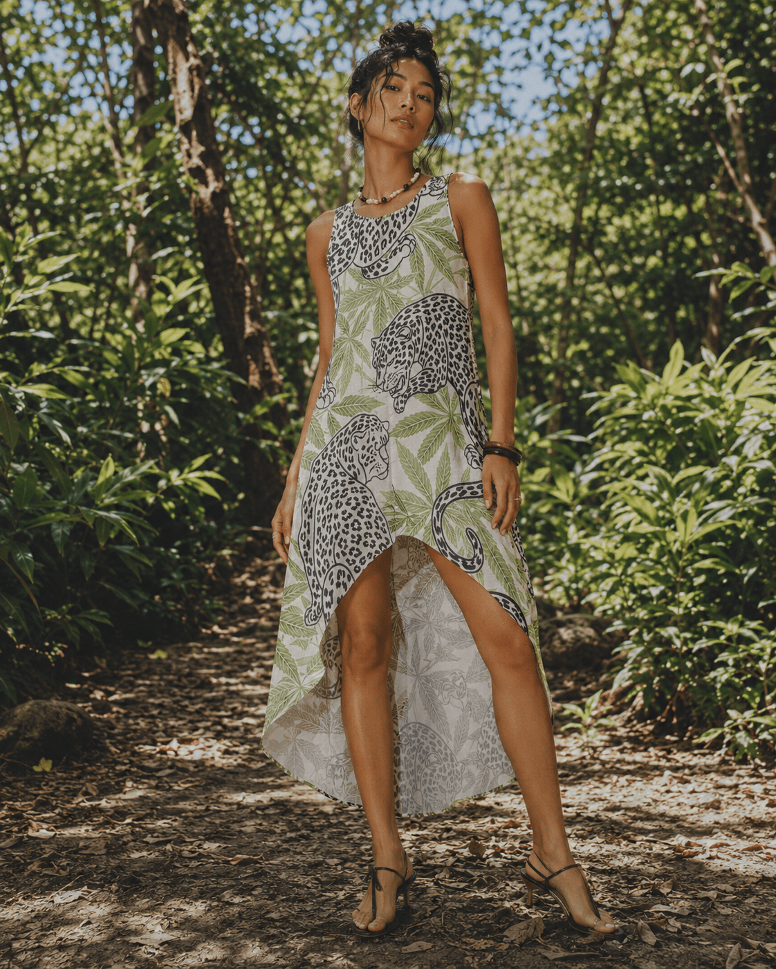 Leopard High-Low Hem Dress Artsadd