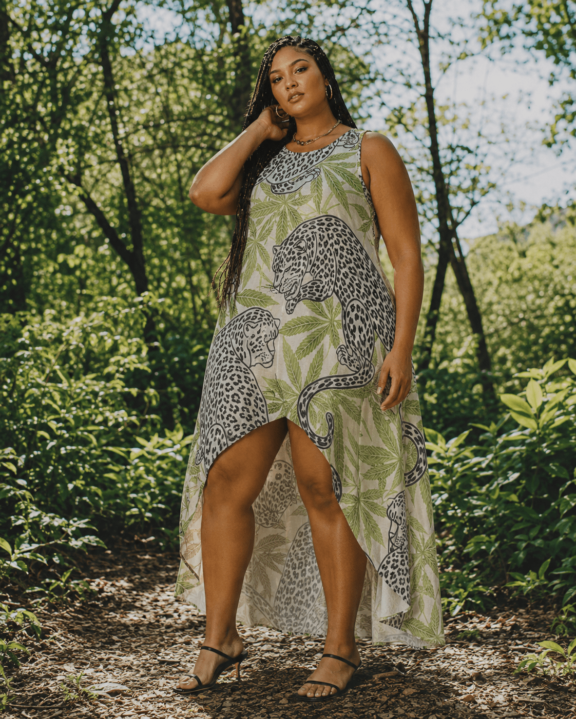 Leopard High-Low Hem Dress Artsadd