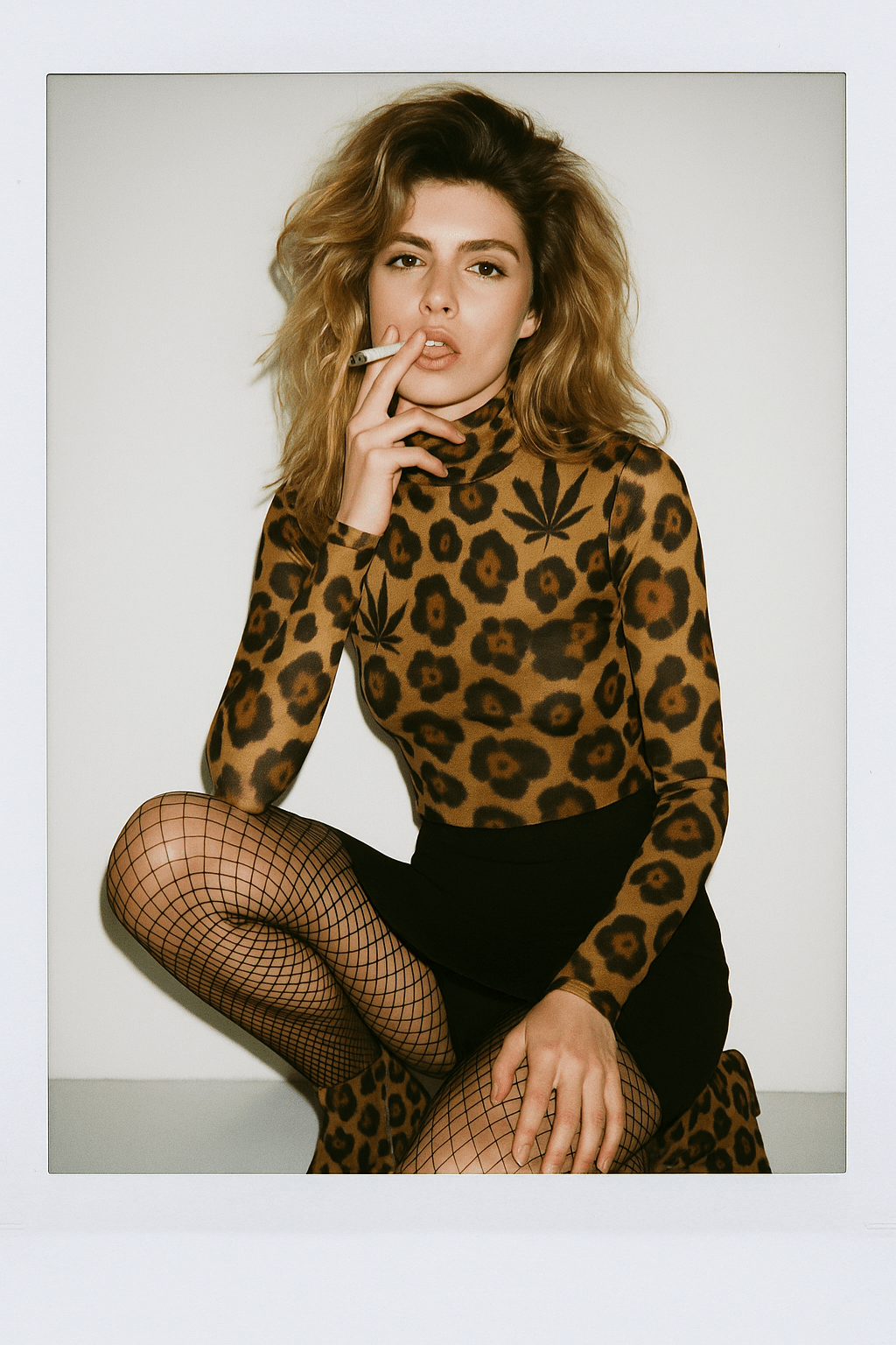Jane Dope leopard print sheer mesh long sleeve top, editorial styled shot