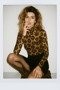 Jane Dope leopard print sheer mesh long sleeve top, editorial styled shot