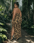 Leopard Milk Silk Slit Dress 