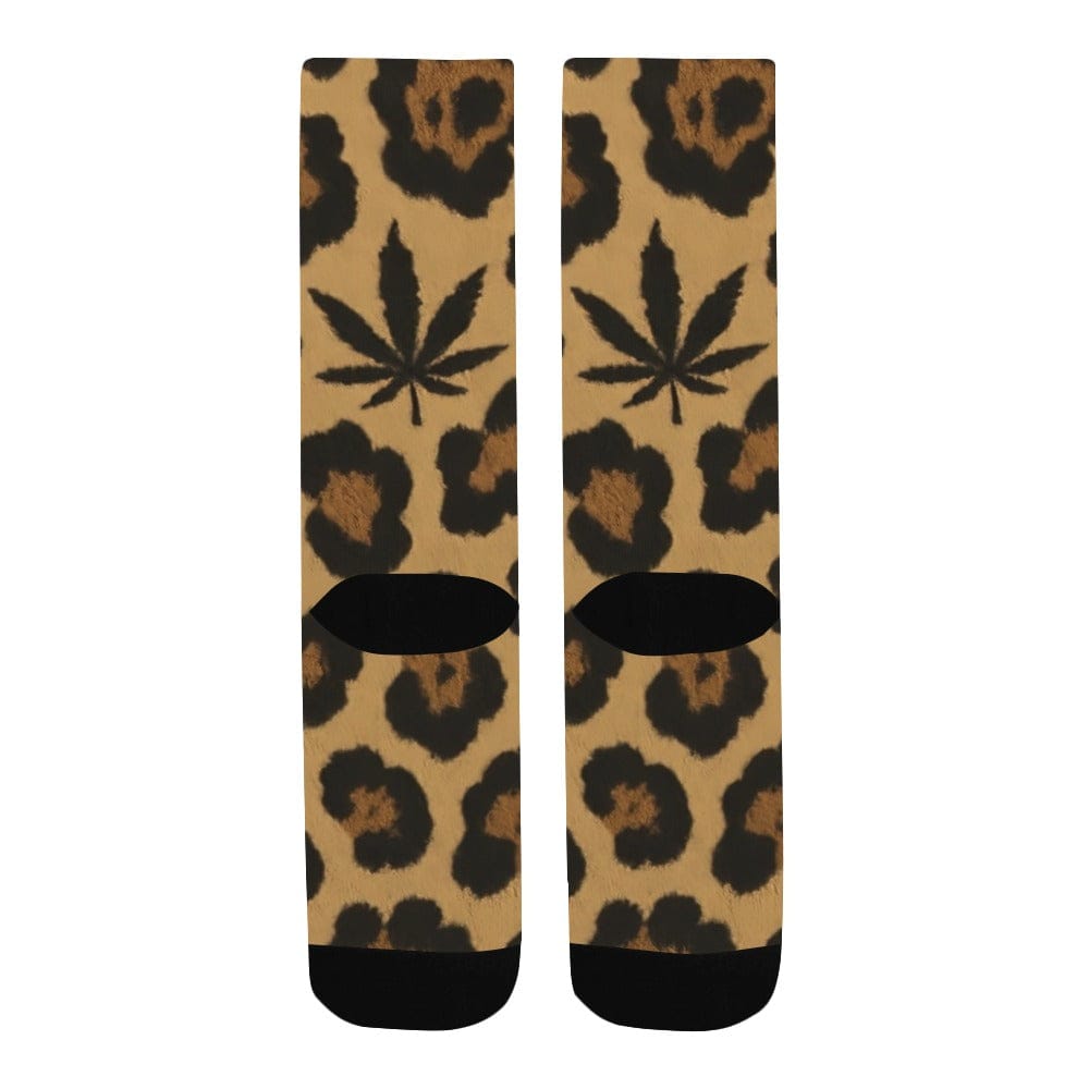 Leopard Socks — pair flat lay showing full print