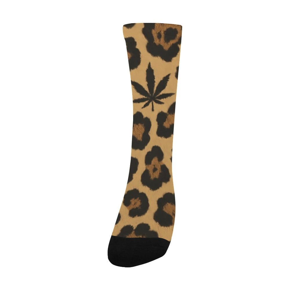 Leopard Socks — top-down view showing cuff print