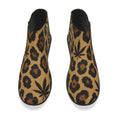 Leopard print vegan suede ankle booties in white, side profile