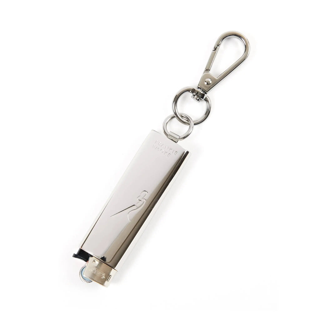 Polished silver lighter keychain, product shot