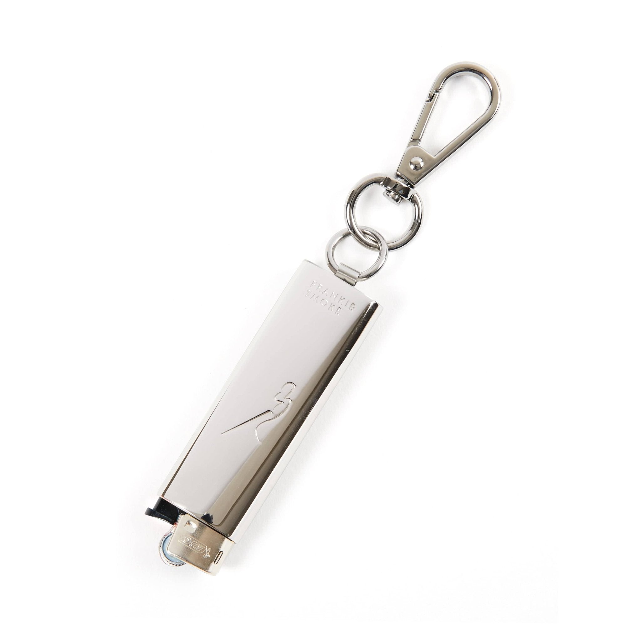 Polished silver lighter keychain, product shot