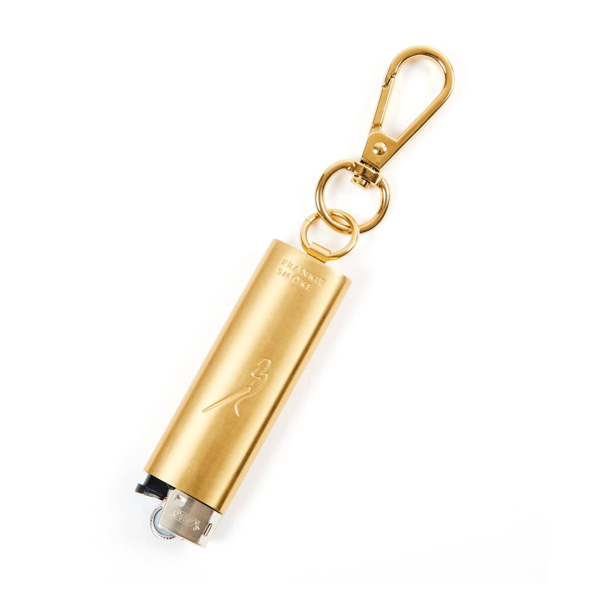 Jane Dope brushed gold lighter keychain, product shot