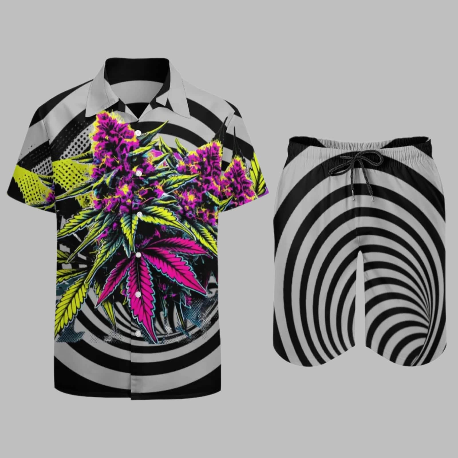 LIT graphic beach suit, back view