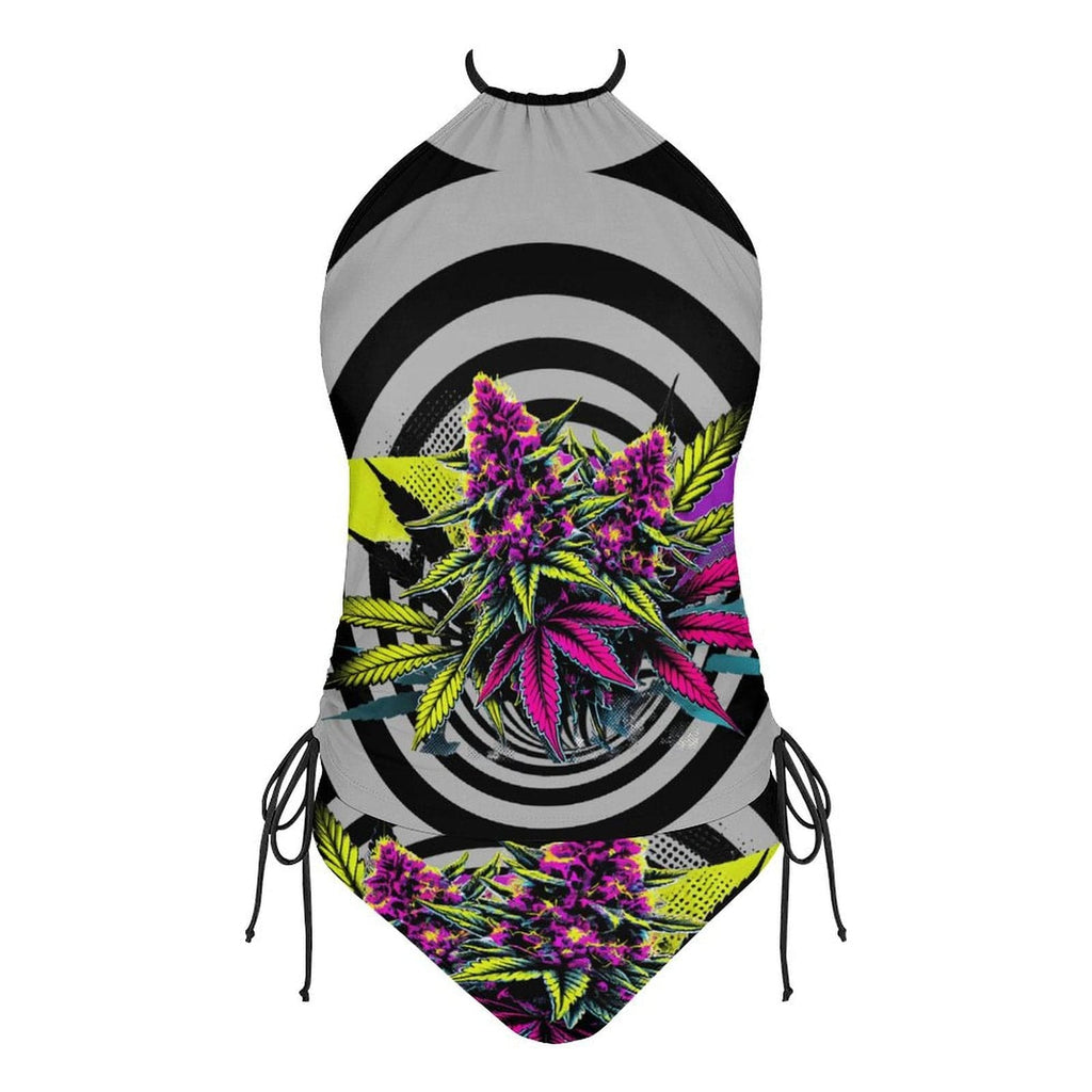 LIT print tankini bikini, bottoms detail close-up