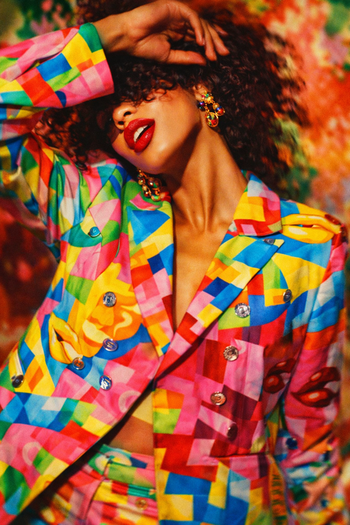 MAX LIP Double Breasted Blazer — front open showing lining
