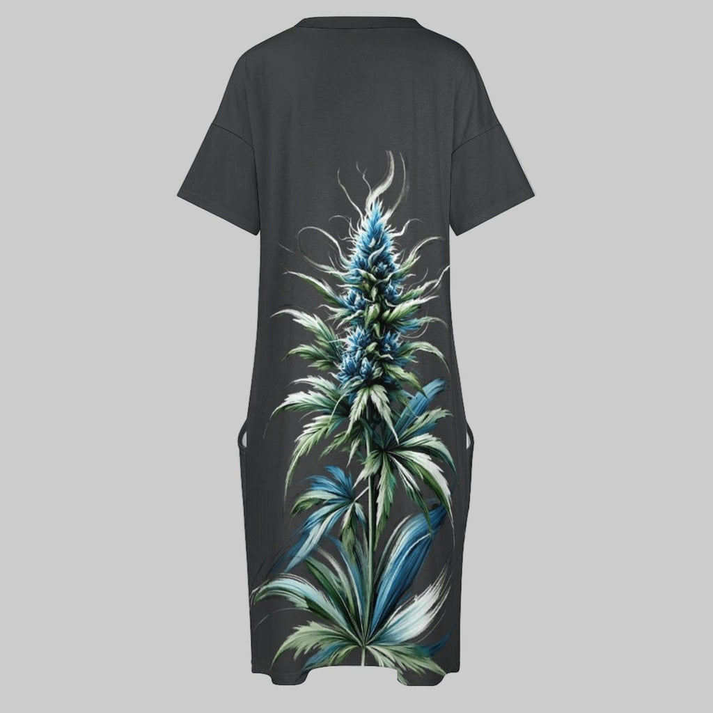 Blue Dream Pocket Tee Dress — pocket detail close-up