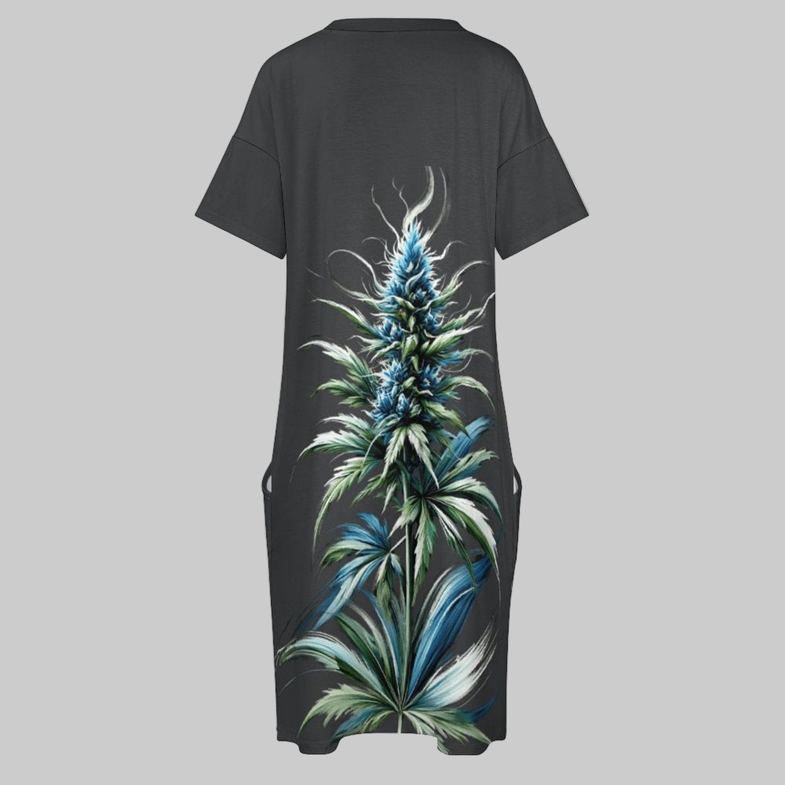 Blue Dream Pocket Tee Dress — pocket detail close-up