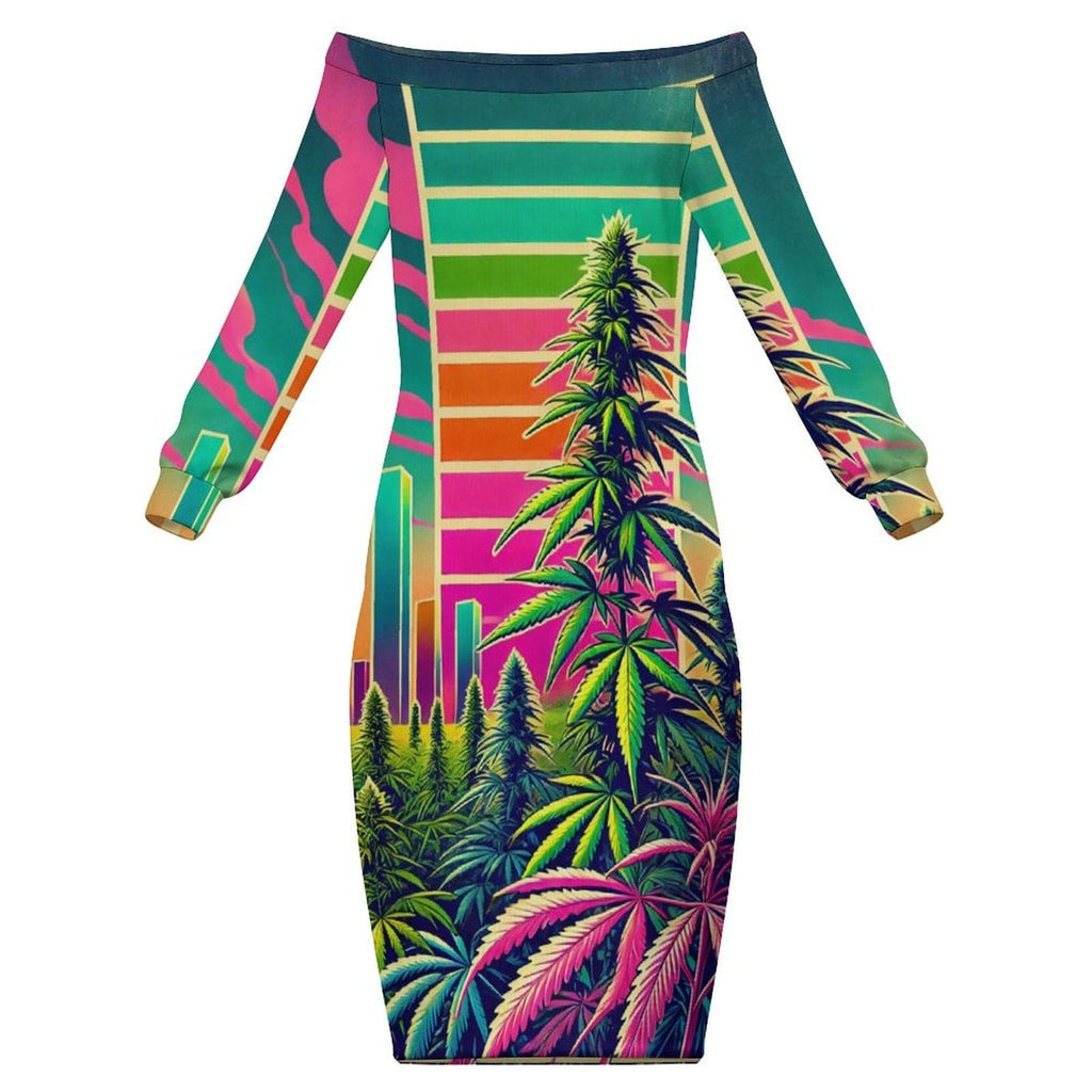 Neon Lambo Off the shoulder dress White