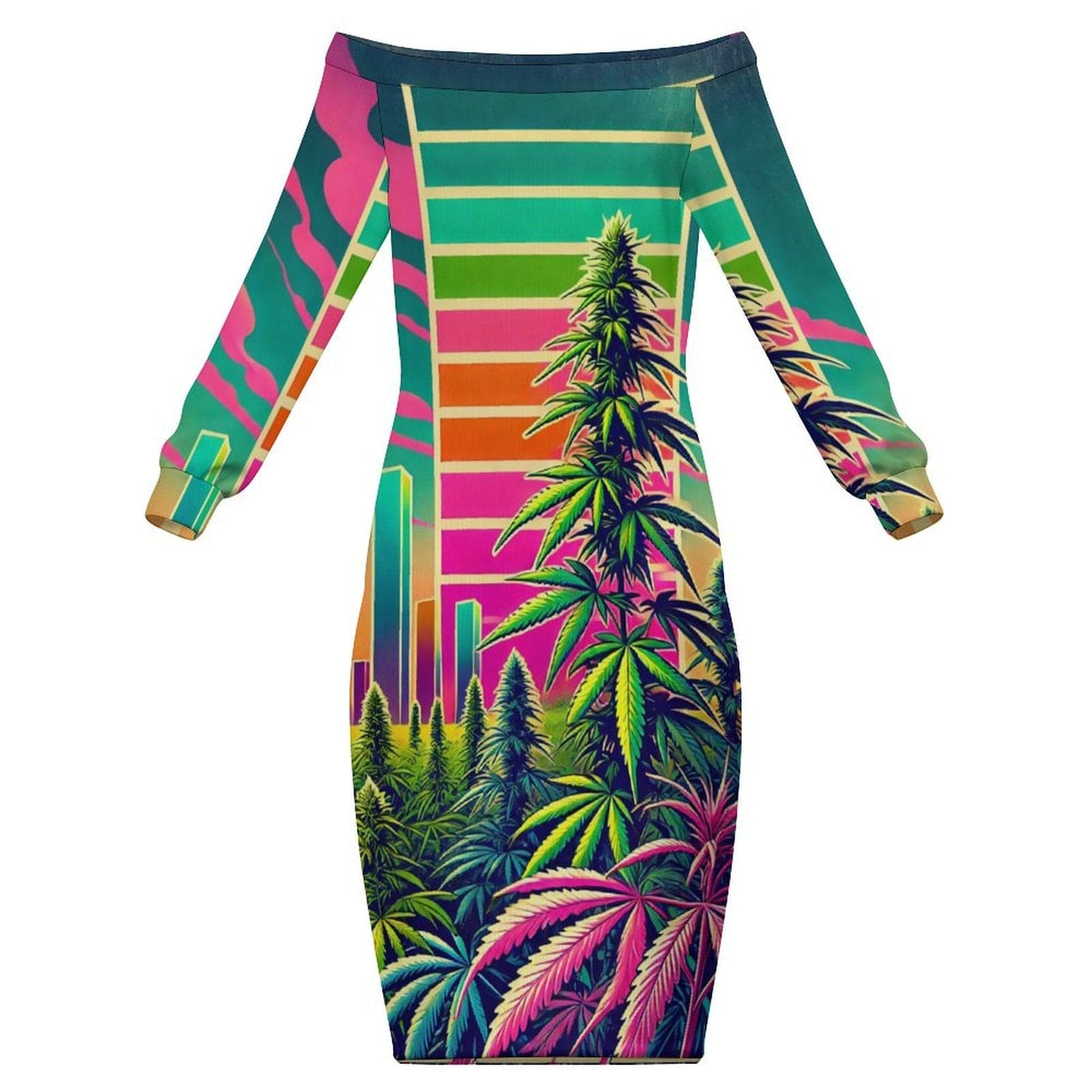 Neon Lambo Off the shoulder dress White
