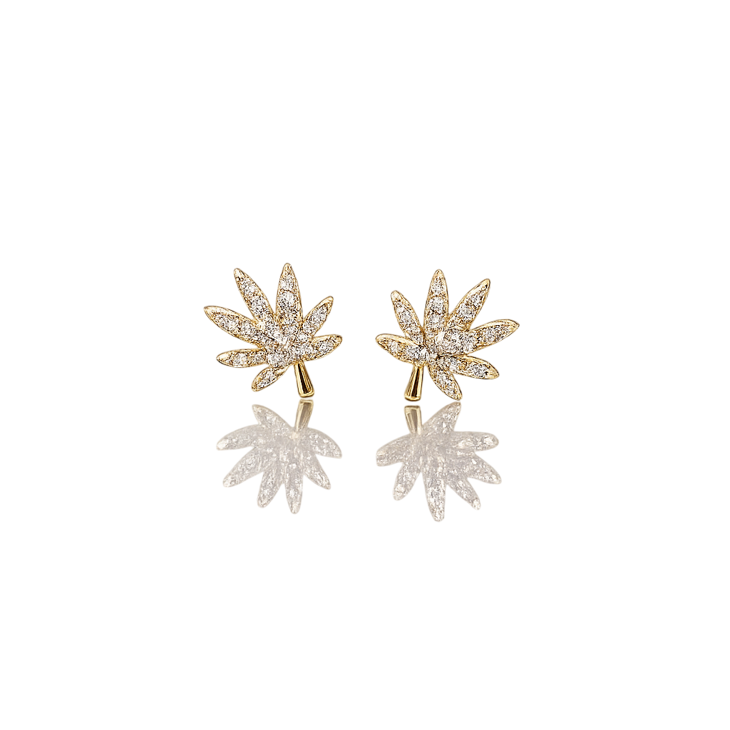 18K GOLD CANNABIS LEAF EARRING The Kush Girls