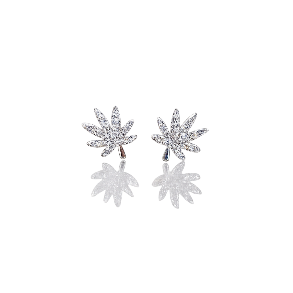 SILVER CANNABIS LEAF EARRING The Kush Girls