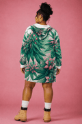 Pink Haze Hoodie Mini Dress – Oversized Floral e-joyer