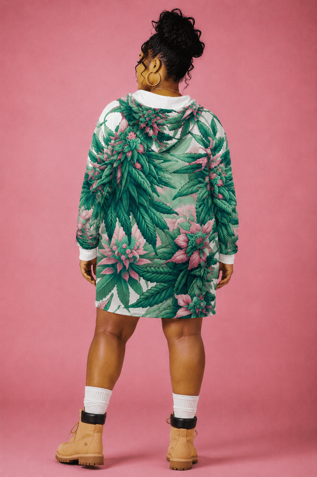 Pink Haze Hoodie Mini Dress – Oversized Floral e-joyer