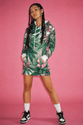 Pink Haze Hoodie Mini Dress – Oversized Floral e-joyer