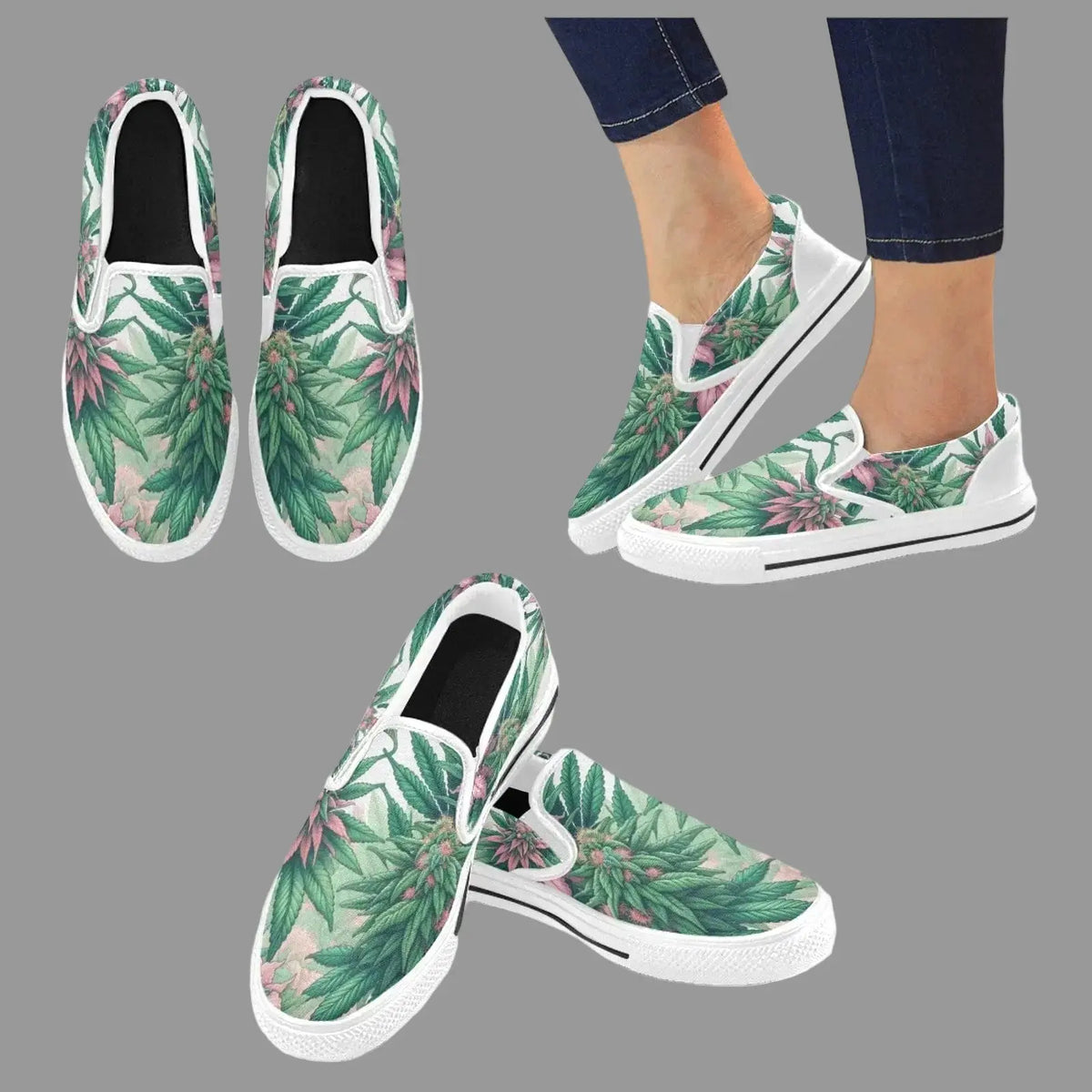 Pink Haze Skater Slip On Women's Unusual Slip-on Canvas Shoes (019)