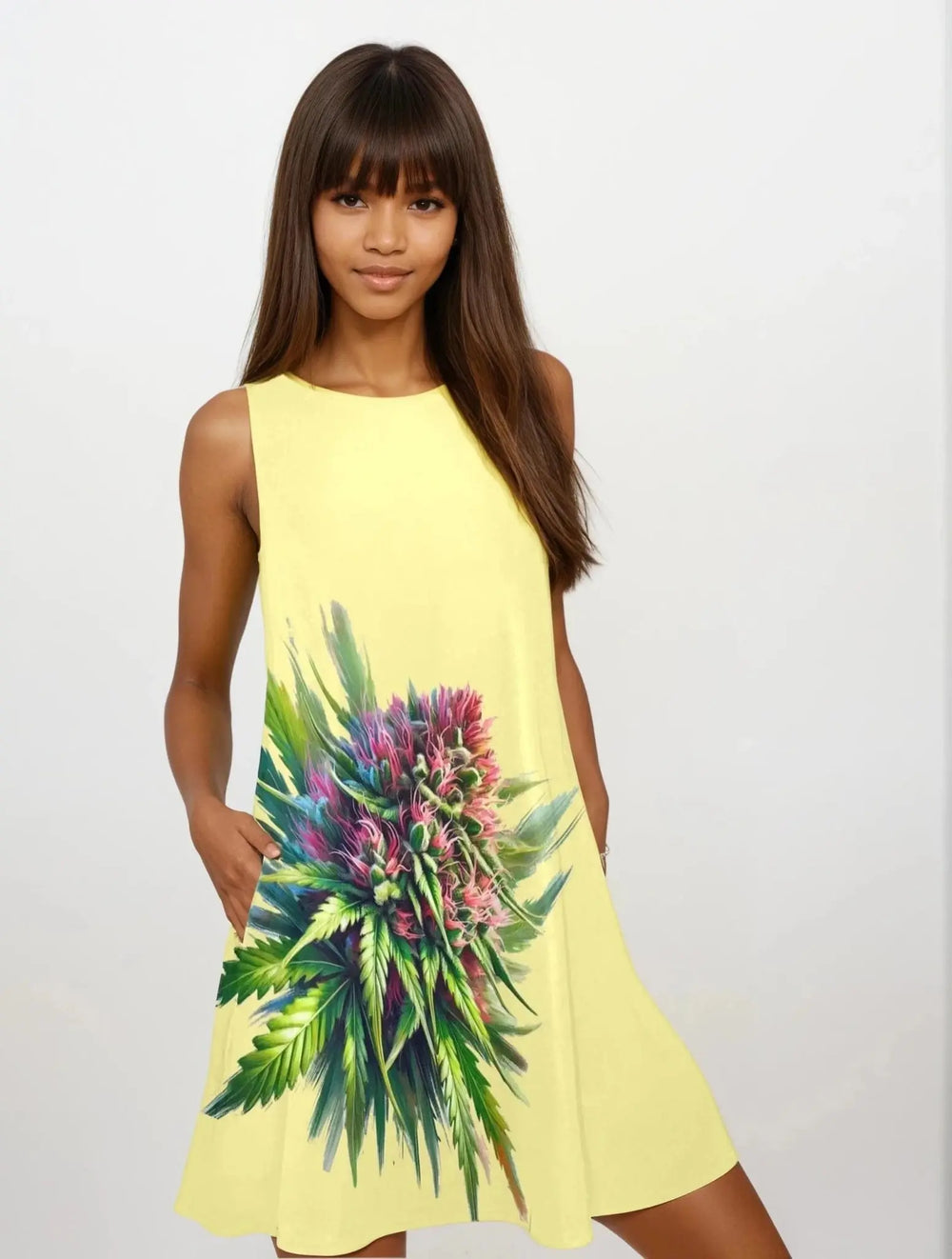 Vestido sin mangas con vuelo y bolsillos Pink Kush