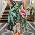 Pot and peony floral print pocket midi skirt, flat lay front