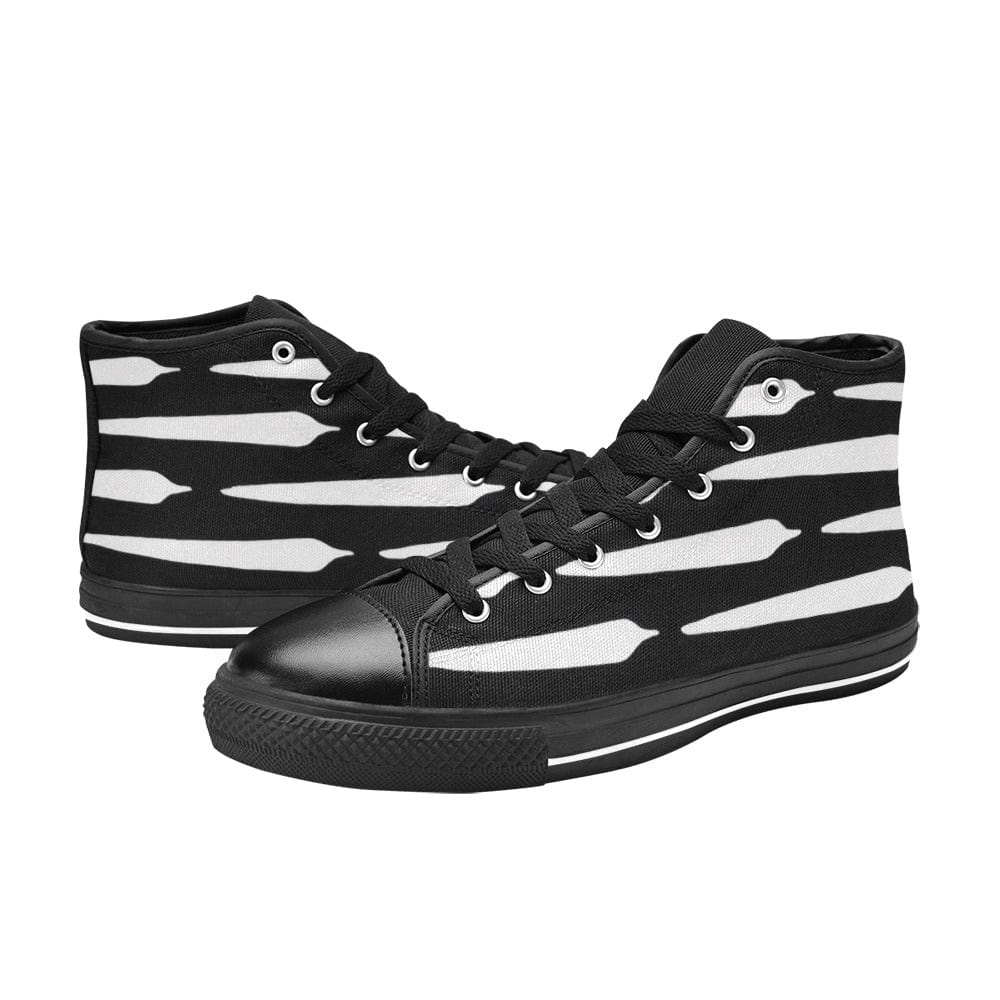 Pre-roll stripe print high top sneaker, tongue and lace detail