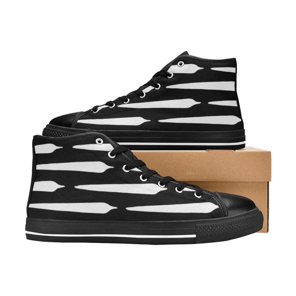 Jane Dope pre-roll stripe print men's high top canvas sneaker, side view