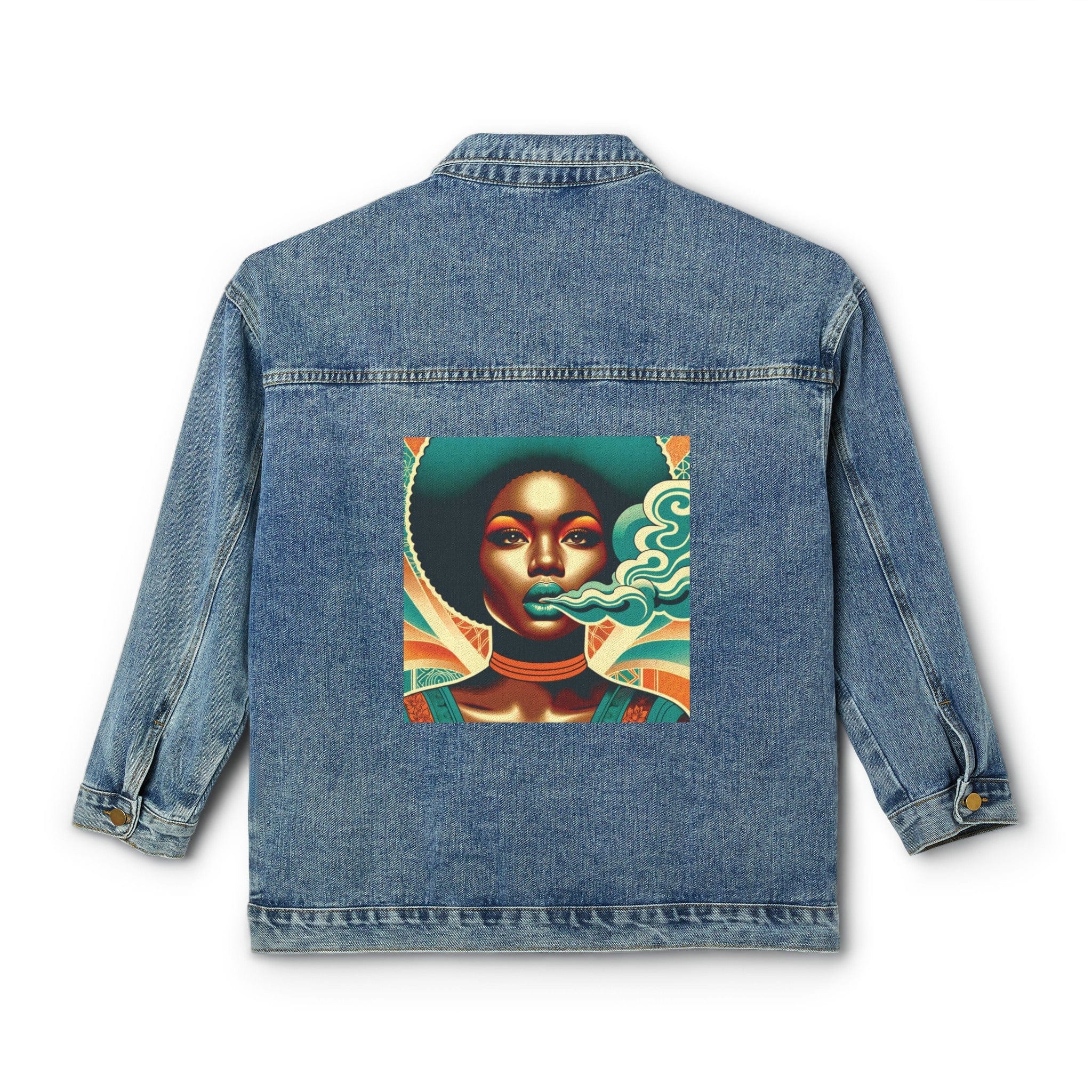 Afro Fire Denim Jacket Medium Denim Wash Outerwear