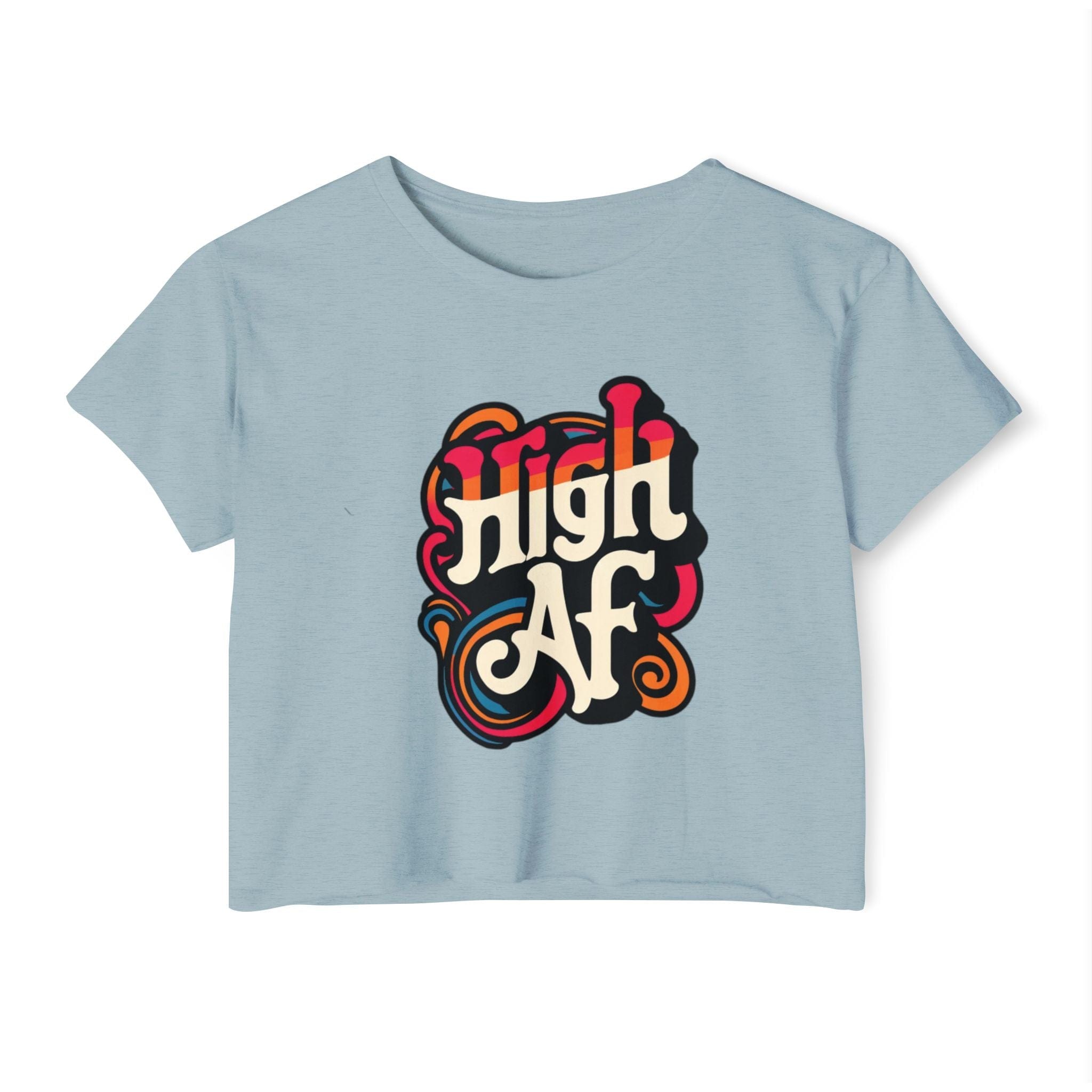 High AF Crop Top Stonewash Denim T-Shirt